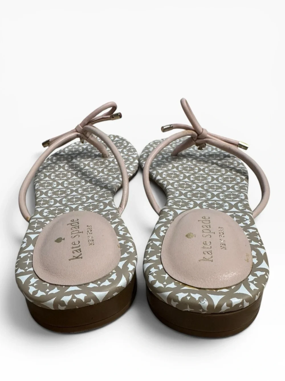 Kate Spade New York Mistic Bow Thong Flat Sandals Pink Leather Women’s Size 9.5